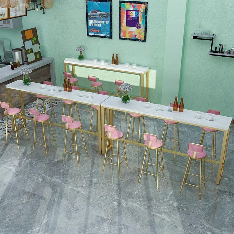 Glam Marble Bistro Bar Table with Rectangle Table Top Trestle Table - 41.3" H , Only Table Clearhalo 'Bar Furniture' 'Bar Tables' 'bar_tables' 'furn' 'furn_bar_tables' 'Furniture' 'furniture_bar_tables' 'Kitchen & Dining Furniture' 1200x1200_ace45a19-6e34-4618-b63f-5d100a447148