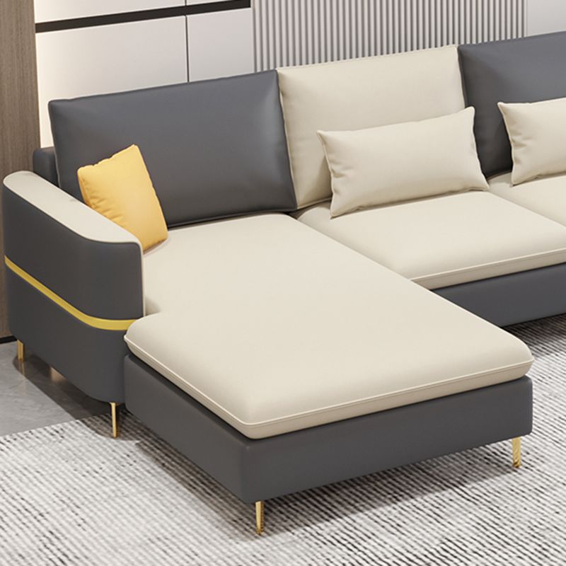Contemporary 4-Seater Sectional with Square Arms for Living Room Clearhalo 'furn' 'furn_sectionals' 'Furniture' 'Living Room Furniture' 'Sectionals' 1200x1200_ace50e5d-9c83-433e-a83f-f561c9f87283