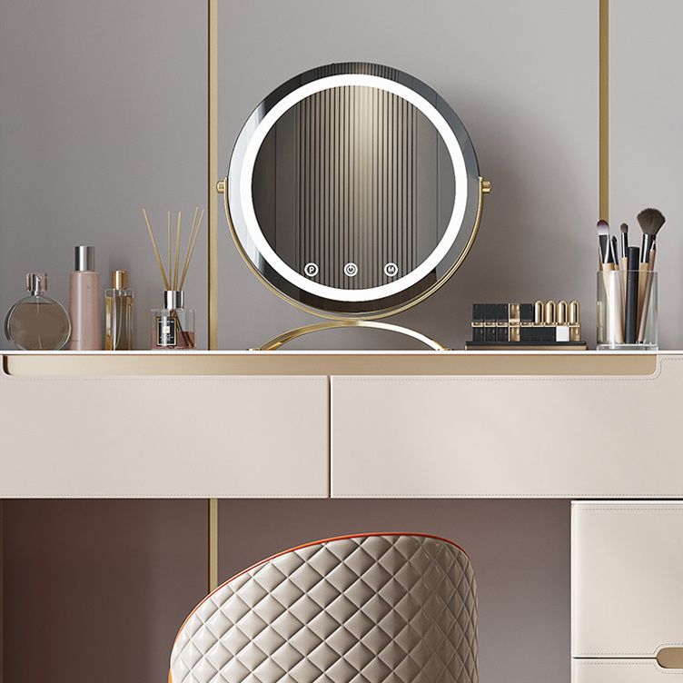 Contemporaneo con cassetto tavolo da toeletta a specchio illuminato per camera da letto metallico