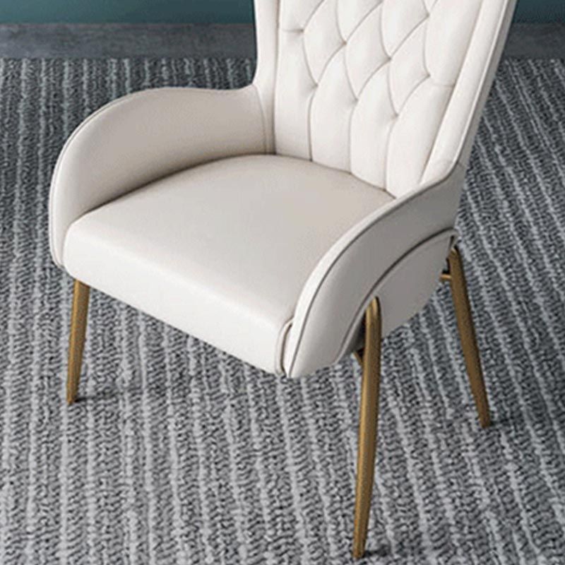 Glam Upholstered Chair Leather Arm Dining Chair with Gold Legs Clearhalo 'Dining Chairs' 'Dining Tables & Seating' 'dining_chair' 'furn' 'furn_dining_chair' 'Furniture' 'Kitchen & Dining Furniture' 1200x1200_ace8f987-251a-4ea0-ae2e-99fd124850e5