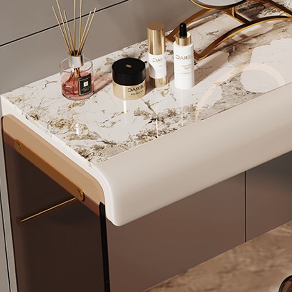 Scandinavian 30.7" Height Slate Top Table Makeup Vanity with Drawers