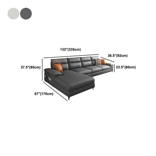 Faux Leather Sectionals with Pillow Top Arm and Cushion Back