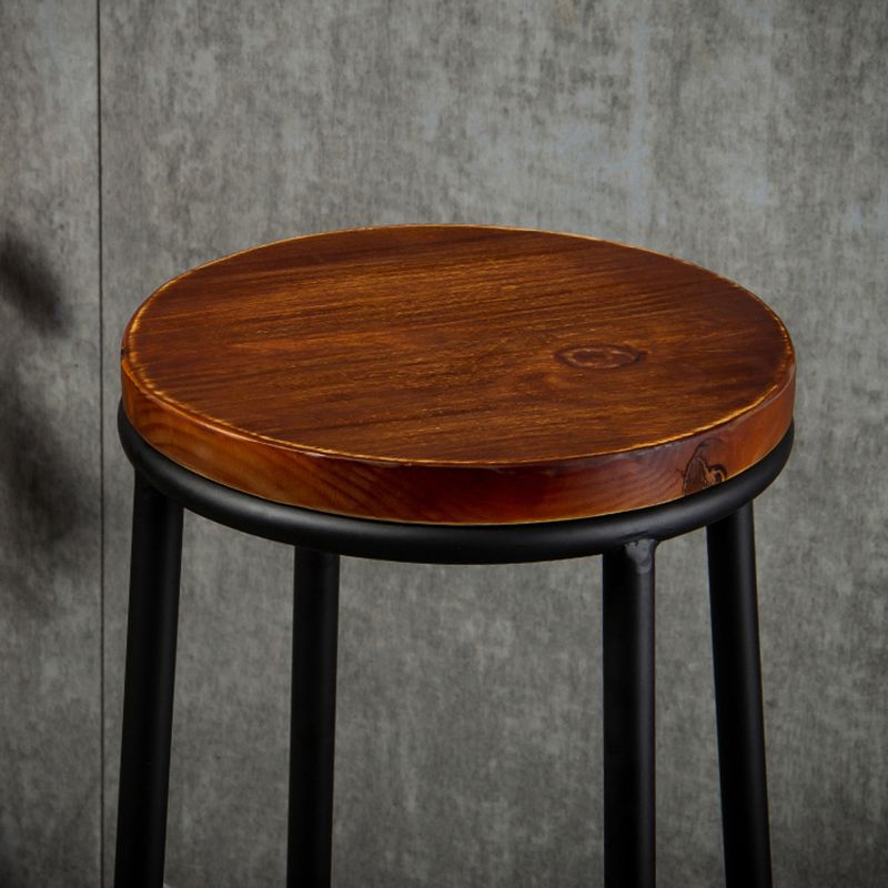 Industrial Brown Wood Barstool Distressed Indoor Tall Stool with Round Seat Clearhalo 'Bar Furniture' 'Bar Stools' 'bar_stools' 'furn' 'furn_bar_stools' 'furniture_bar_stools' 'Kitchen & Dining Furniture' 'kitchen&dining_furn' 'kitchen' 'kitchen_furn' Furniture' 1200x1200_acea8d6e-d776-411b-aa39-fd474e7e9653