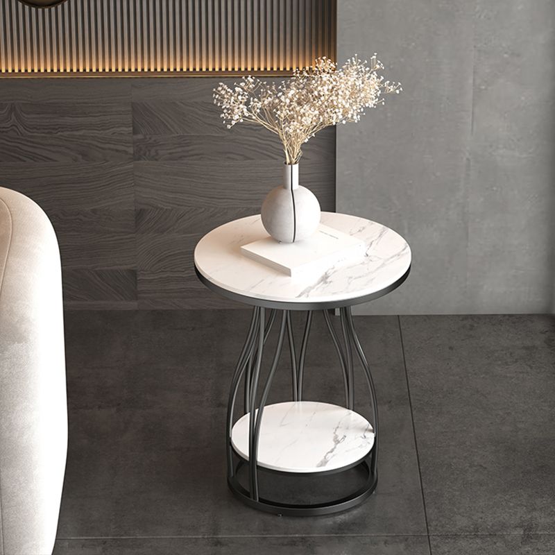 2-Tier Modern Metal Round Side Table 19.7-inch End Table with Shelf Clearhalo 'Coffee & Accent Tables' 'End & Side Tables' 'end_side_tables' 'furn' 'furn_end_side_tables' 'Furniture' 'Living Room Furniture' 1200x1200_aceb7791-7f55-4aba-8215-a9912ecc270c