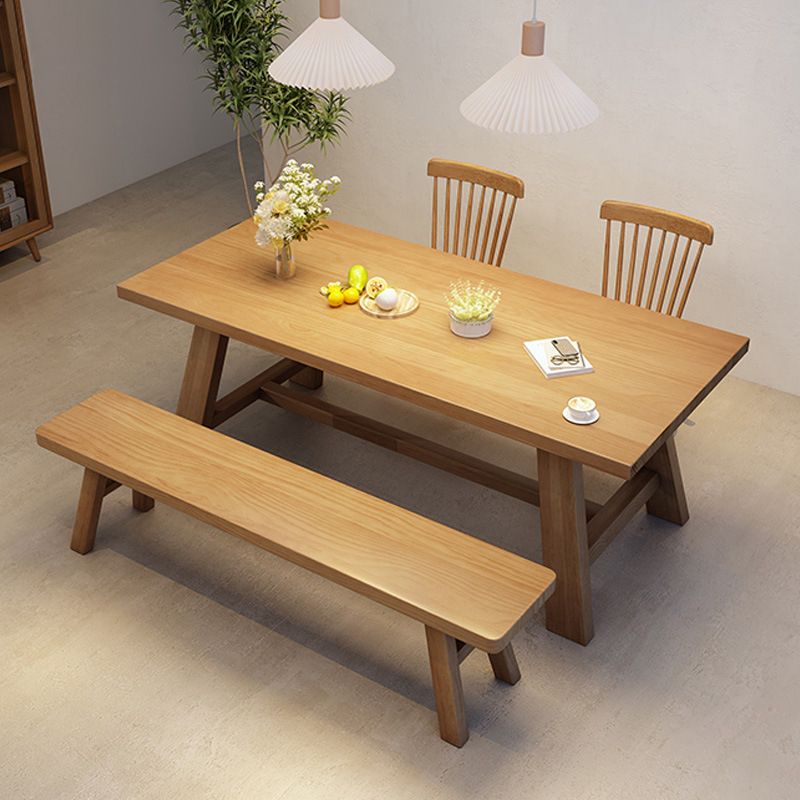 Industrial Style Dinette Table Rectangle Solid Wood Dinner Table in Brown Clearhalo 'Dining Tables & Seating' 'Dining Tables' 'dining_table' 'furn' 'furn_dining_table' 'Furniture' 'Kitchen & Dining Furniture' 1200x1200_acec74d8-66e7-4fff-ad01-fc8037cd6e08