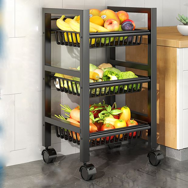 Metal Modern Prep Table Open Storage Home Dining with Basket Prep Table Clearhalo 'furn' 'furn_kitchen_islands_carts' 'Furniture' 'Kitchen & Dining Furniture' 'Kitchen Islands & Carts' 'kitchen_islands_carts' 1200x1200_aced99ed-2d12-4e32-b604-a387f1bafca1