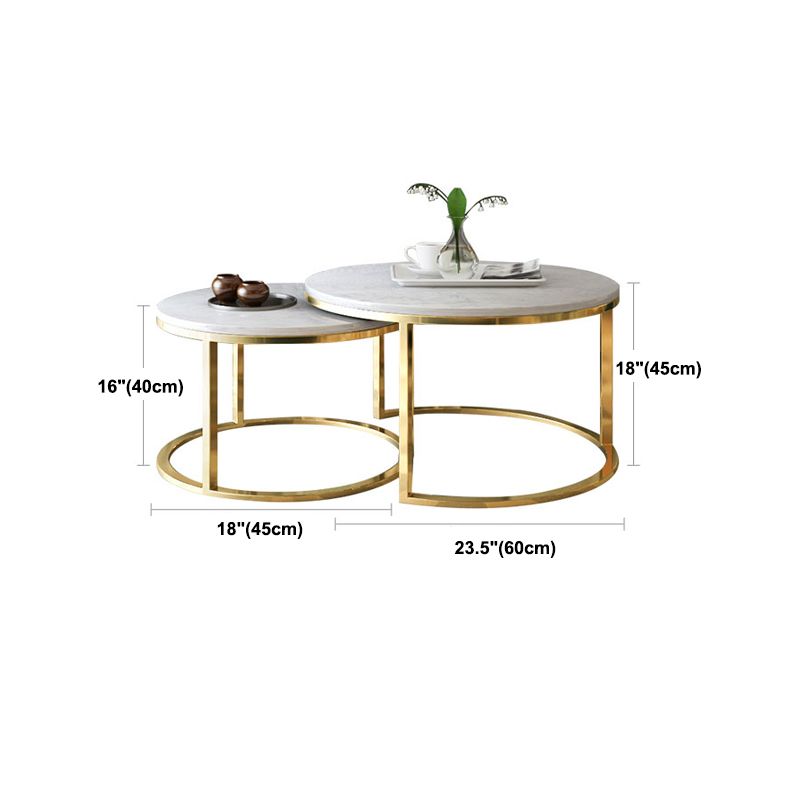 Frame Glam Simple Coffee Table Marble Round Cocktail Table Set Clearhalo 'Coffee & Accent Tables' 'Coffee Tables' 'coffee_tables' 'furn' 'furn_coffee_tables' 'Furniture' 'Living Room Furniture' 1200x1200_acedee08-a0b1-4ecc-ac2a-6f0e4ee06283