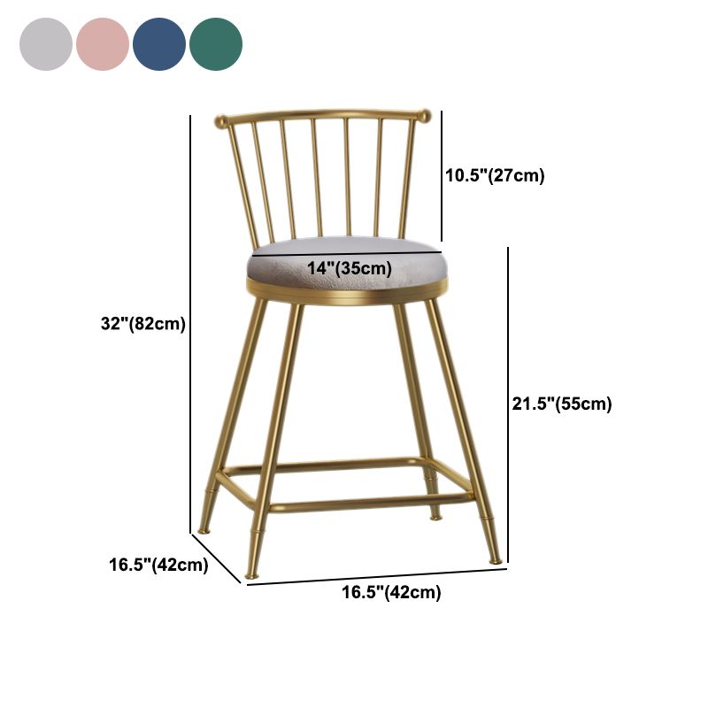 Nordic Armless Backrest Counter Stool Iron Dessert Shop Bar Stool with Pedal and Cushion Clearhalo 'Bar Furniture' 'Bar Stools' 'bar_stools' 'furn' 'furn_bar_stools' 'Furniture' 'Kitchen & Dining Furniture' 1200x1200_acef9343-5306-43b3-b95c-30920a92fcad