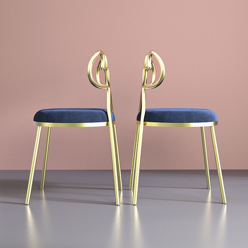 Velvet armloze eetkamerstoelen Noordse ontwerp Open achterste achterstoel