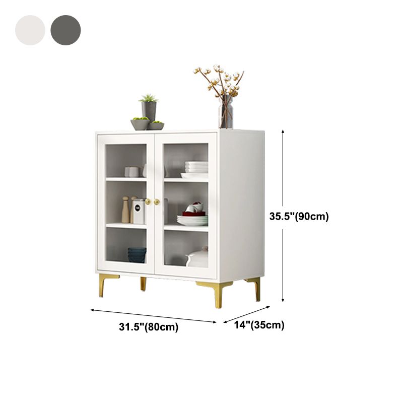 Engineered Wood Glam Buffet Stand Glass Doors Adjustable Shelving Sideboard Cabinet Clearhalo 'buffet_sideboard' 'Buffets & Sideboards' 'Furniture' 'furniture_buffet_sideboard' 'Kitchen & Dining Furniture' 1200x1200_acf0152e-004b-4412-bea2-76cdee7bc53b
