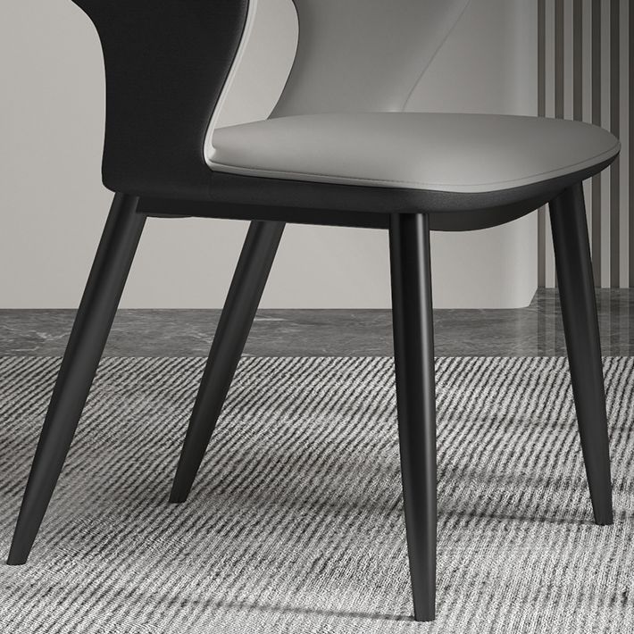 Modern Leather Dining Arm Chair Upholstered Open Back Armchair with Metal Legs Clearhalo ' kitchen&dining_furn' 'Dining Chairs' 'Dining Tables & Seating' 'dining_chair' 'furn' 'furn_dining_chair' 'Furniture' 'furniture_dining_chair' 'Kitchen & Dining Furniture' 'kitchen' 1200x1200_acf1ae0f-a735-4f89-9d16-986fea544fb0