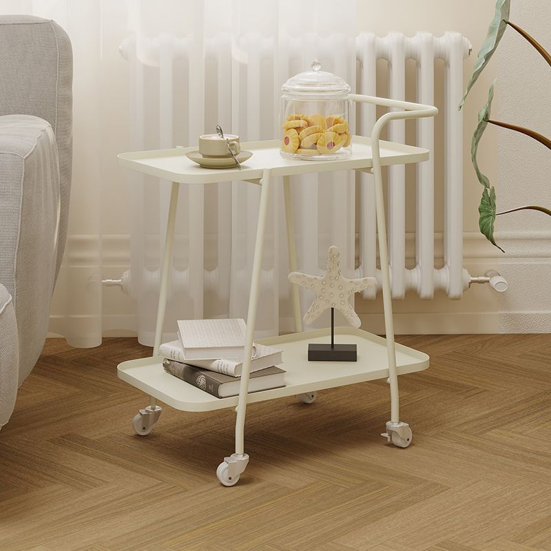 Rectangular Metal End Table with Casters Glam 22.8" Tall Side Table with Shelf Clearhalo 'Coffee & Accent Tables' 'End & Side Tables' 'end_side_tables' 'furn' 'furn_end_side_tables' 'Furniture' 'Living Room Furniture' 1200x1200_acf32399-6b5e-4a51-ab7a-0a1126a371a6