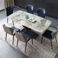 Luxury Sintered Stone Top Dining Table Rectangle Dining Table with Metal Pedestal in Black