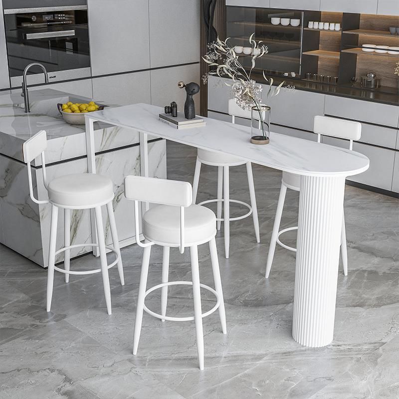 Contemporary Bar Table Stone Bar Dining Table with Double Pedestal Clearhalo 'Bar Furniture' 'Bar Tables' 'bar_tables' 'furn' 'furn_bar_tables' 'Furniture' 'Kitchen & Dining Furniture' 1200x1200_acf56e85-2582-470e-a81b-8a147859c66f