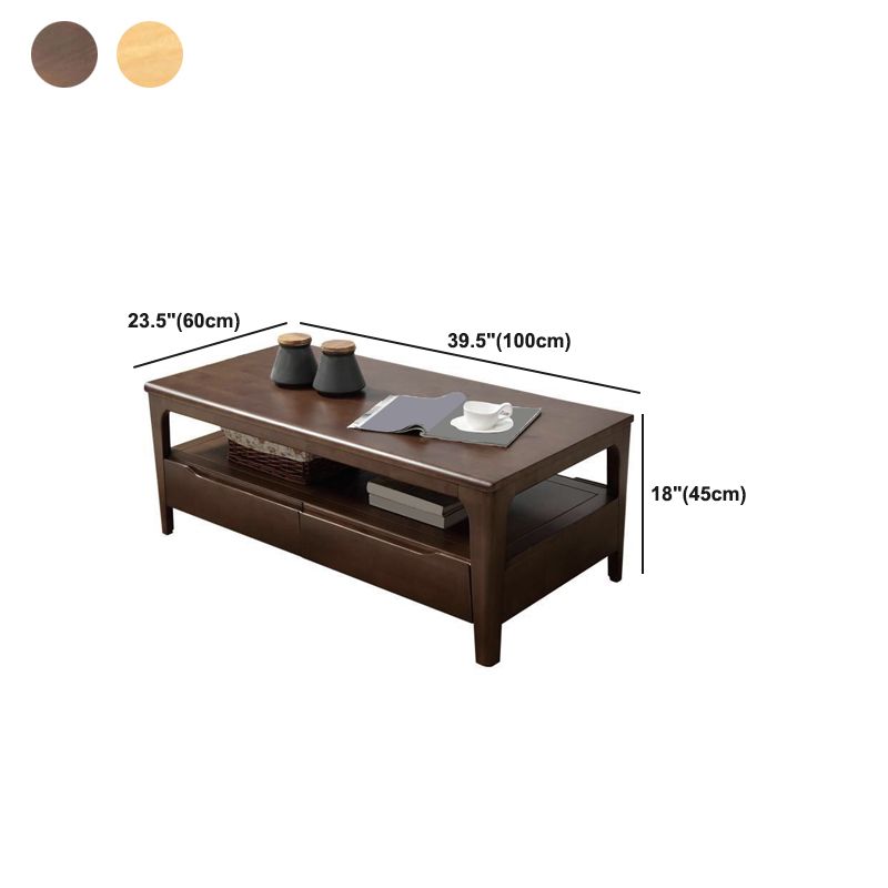 Nordic Style Square/rectangular 4 Legs Base Wooden Table with Storage Rack Coffee Table