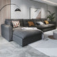 Modern Square Arm Sectional Gray Linen Sofa and Chaise for Apartment Clearhalo 'furn' 'furn_sectionals' 'Furniture' 'furniture_sectionals' 'kitchen' 'kitchen_sectionals' 'Living Room Furniture' 'Sectionals' 1200x1200_acf9154d-171d-45ad-9d64-13ecc02133f5