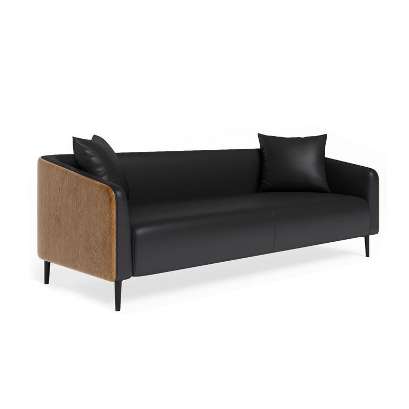 Modern Faux Leather Sofa Tuxedo Arm Tight Back Sofa in Grey/black Clearhalo 'furn' 'furn_sofas' 'Furniture' 'Living Room Furniture' 'Sofa' 'sofas' 1200x1200_acfa7f72-4450-429c-8fa6-6edfcaaf176f
