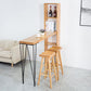 Mesa de bar rectangular, mesa moderna de madera maciza con altura y estantes
