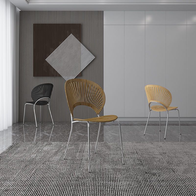 Sedie da pranzo a base di metallo in stile moderno sedia senza braccioli aperti