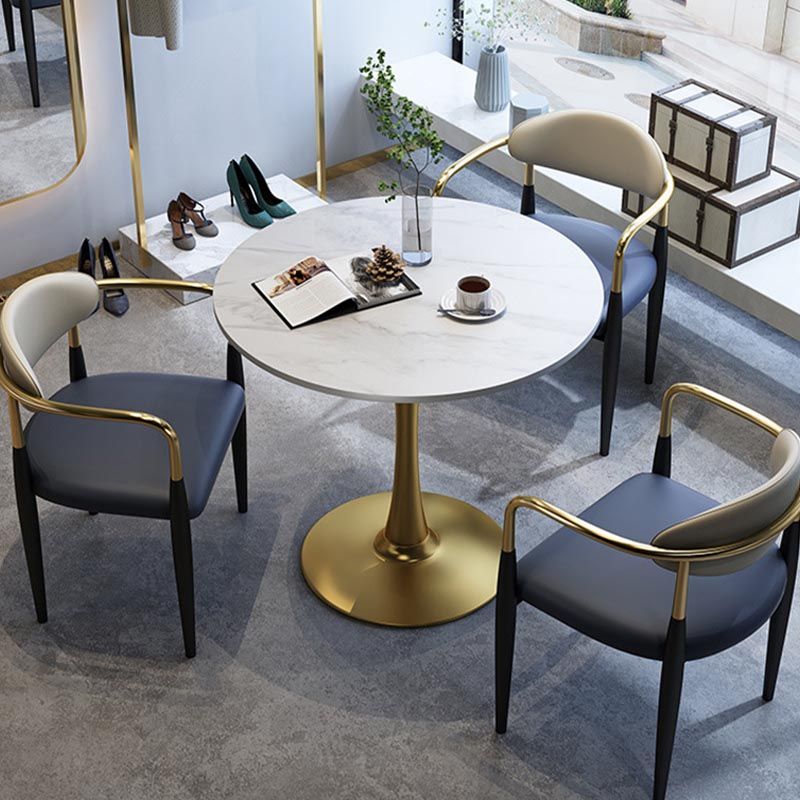 Contemporary Leather Dining Chair Open Back Dining Side Furniture in Matte Finish for Home