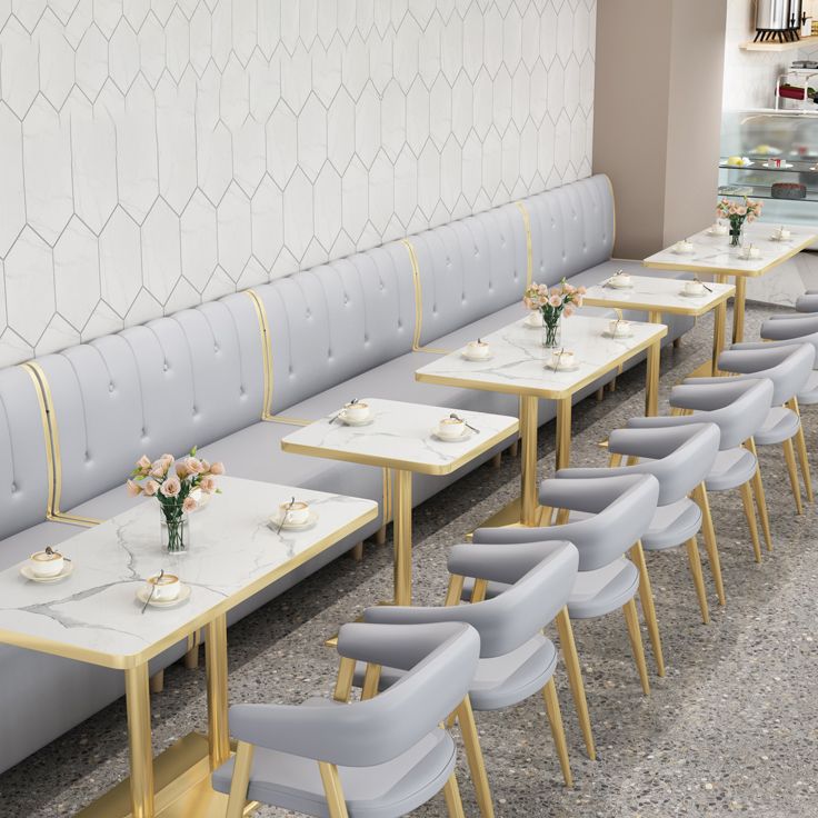 Industrial White Table for Restaurant Dining Table with Metal Base in Gold Clearhalo ' dining_table' 'Dining Tables & Seating' 'Dining Tables' 'furn' 'furn_dining_table' 'Furniture' 'furniture_dining_table' 'Kitchen & Dining Furniture' 'kitchen&dining_furn' 'kitchen' 'kitchen_dining_table' 1200x1200_acfcee67-4de7-40de-84e7-bd3ec9bca91b