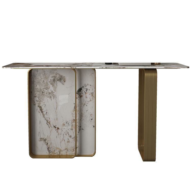 Tavolino console rettangolare moderna Tabella di divano console in oro e bianco