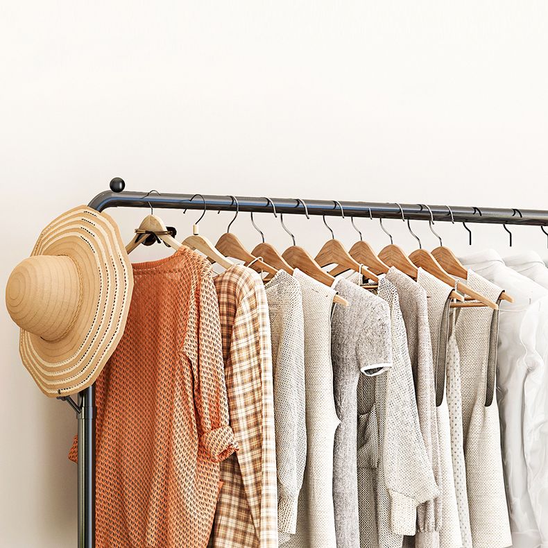 Contemporary Metal Open Armoire Black and White Cabinet with Caster Wheels Clearhalo 'Armoires & Wardrobes' 'armoires_wardrobes' 'Bedroom Furniture' 'furn' 'furn_armoires_wardrobes' 'Furniture' 1200x1200_ad052495-0b23-41d0-b12b-6739a18cde73