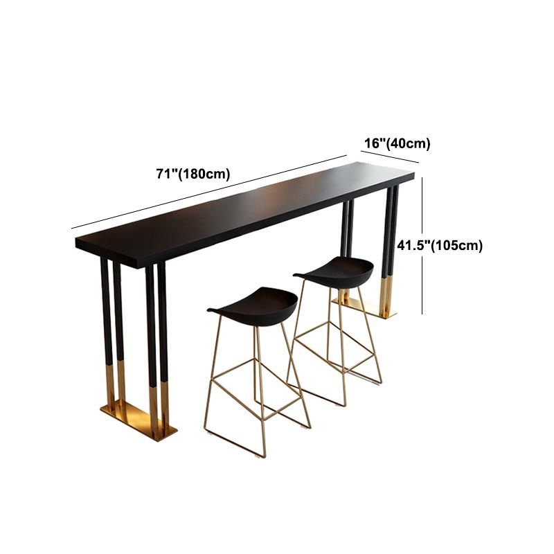 Black Metal Trestle Bistro Bar Desk Rectangle Indoor Contemporary Bar Stool Table Clearhalo 'Bar Furniture' 'Bar Tables' 'bar_tables' 'furn' 'furn_bar_tables' 'Furniture' 'furniture_bar_tables' 'Kitchen & Dining Furniture' 1200x1200_ad0986d2-783b-41be-aab8-074f1e1fef23