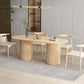 Mesa de comedor de madera ovalada, mesa con pedestal doble moderna, para cocina casera