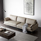 Modern Pillow Top Arm Sofa Faux/Genuine Leather Sofa in Gray