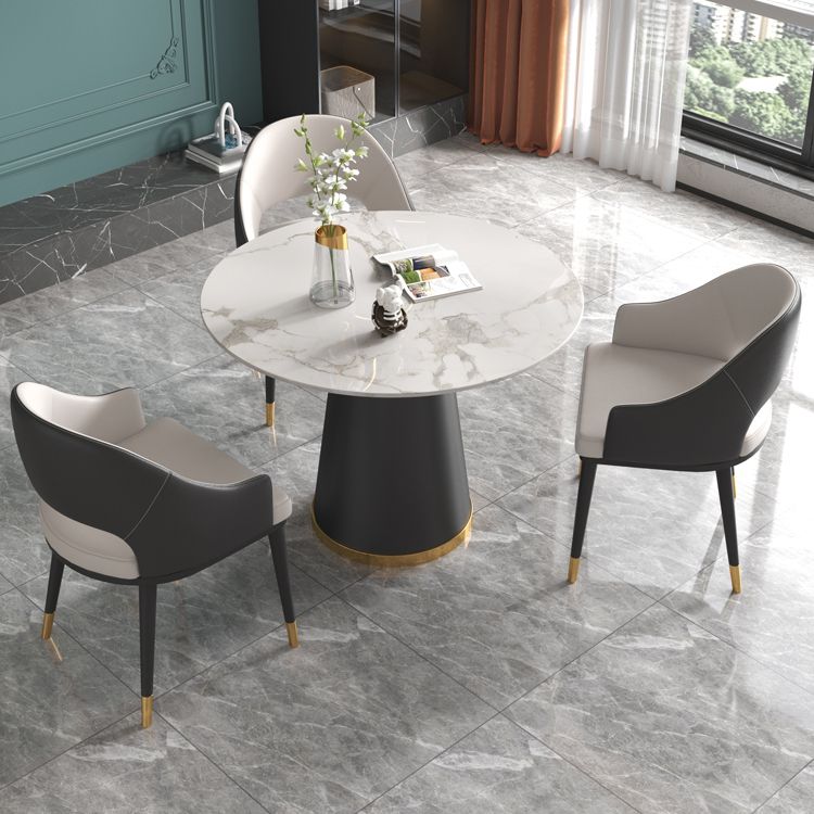 Set da tavolo da pranzo rotondo in pietra bianca 1/2/4/5 pezzi moderni set di dinette