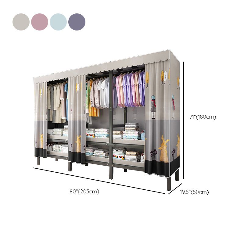 Foldable Freestanding Wardrobe Metal Frame Multifunctional Wardrobe Clearhalo 'Armoires & Wardrobes' 'armoires_wardrobes' 'Bedroom Furniture' 'furn' 'furn_armoires_wardrobes' 'Furniture' 1200x1200_ad0bf157-393a-4107-b5c1-cfb0be951e6f