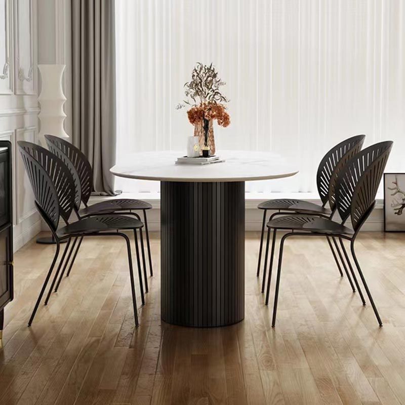 Table à manger en bois massif ovale meubles modernes blancs-noir avec double piédestal pour le bureau