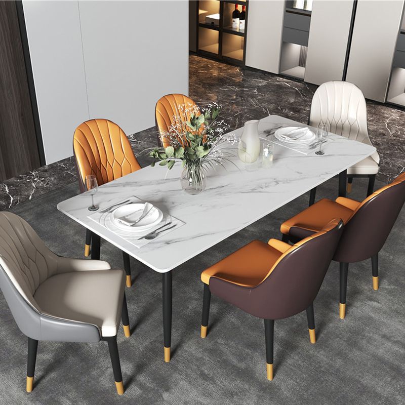 Modern Dining Rectangle Table Sintered Stone Table with Metal Legs for Home Clearhalo 'Dining Tables & Seating' 'Dining Tables' 'dining_table' 'furn' 'furn_dining_table' 'Furniture' 'Kitchen & Dining Furniture' 1200x1200_ad0c9196-7506-406f-89c5-86bc9688256f
