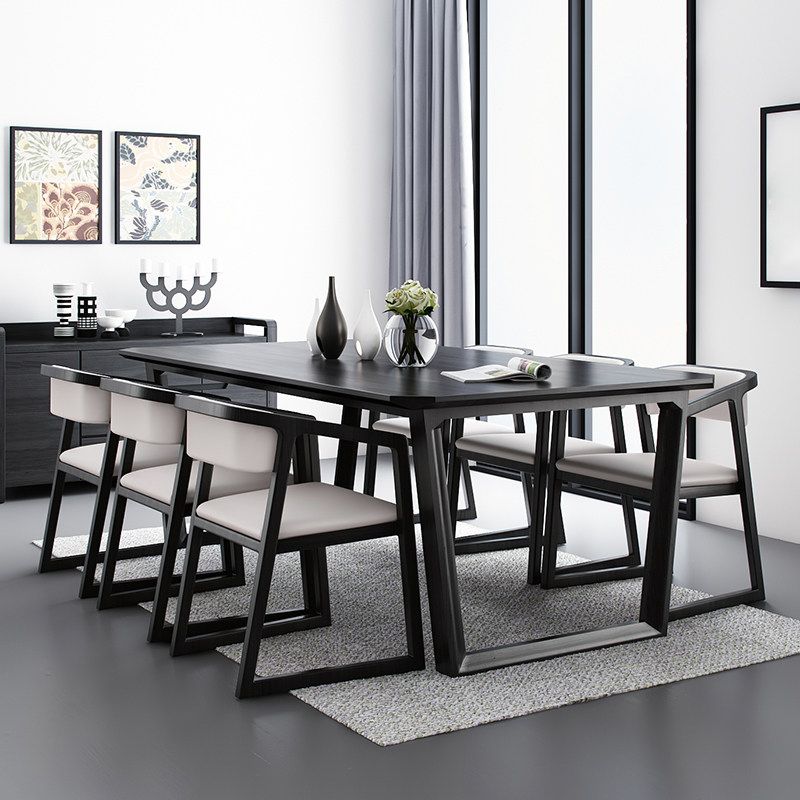 Simplicity Style Dining Table Solid Wood Black Dinette Table for Home and Kitchen Clearhalo 'Dining Tables & Seating' 'Dining Tables' 'dining_table' 'furn' 'furn_dining_table' 'Furniture' 'Kitchen & Dining Furniture' 1200x1200_ad0e7b0b-dc28-45ef-82be-bdb226bed6e4