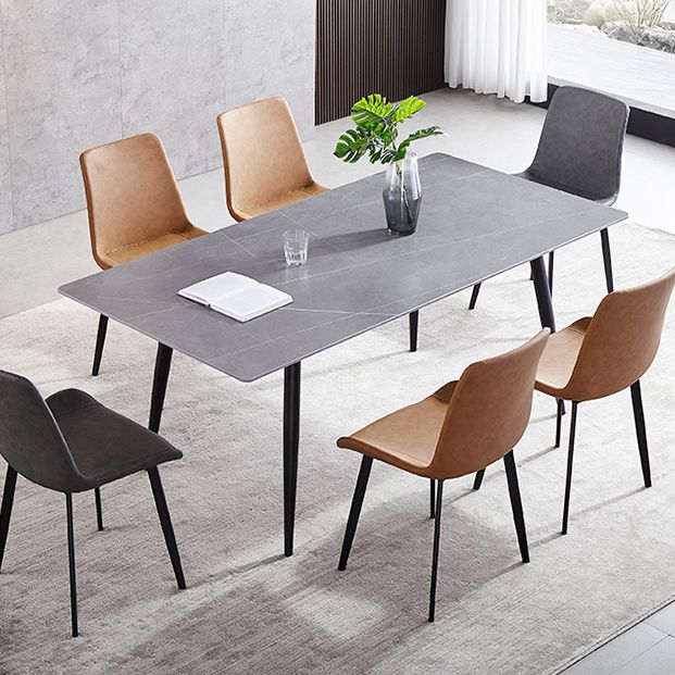 Sintered Stone Grey Tone Table Industrial 4 Legs Table for Dining Room Clearhalo ' dining_table' 'Dining Tables & Seating' 'Dining Tables' 'furn' 'furn_dining_table' 'Furniture' 'furniture_dining_table' 'Kitchen & Dining Furniture' 'kitchen&dining_furn' 'kitchen' 'kitchen_dining_table' 1200x1200_ad0ff26c-be42-40dd-a8e6-e8352eccac7b