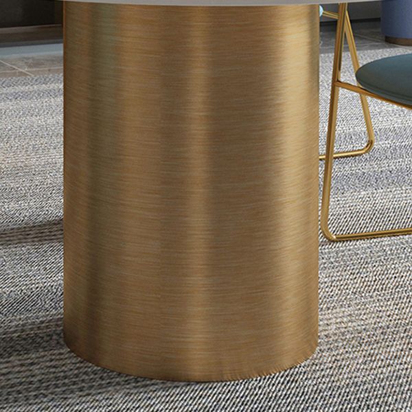 Luxury Sintered Stone Top Dining Table Rectangle Table with 3 Legs in Gold