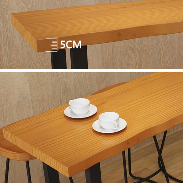 Rectangle Pine Wood Top Bar Table Industrial Bar Table with Double Pedestal Clearhalo 'Bar Furniture' 'Bar Tables' 'bar_tables' 'furn' 'furn_bar_tables' 'Furniture' 'Kitchen & Dining Furniture' 1200x1200_ad10e382-df29-4777-bf87-b5c64fef7e96
