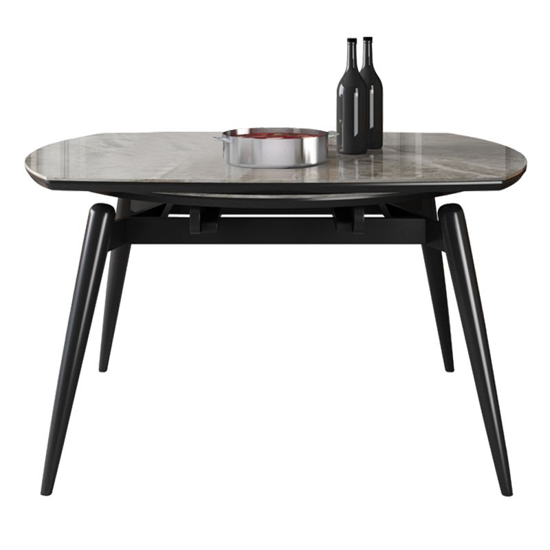 Sintered Stone Top Extendable Round Kitchen Table Modern Dining Table with 4 Legs Clearhalo ' dining_table' 'Dining Tables & Seating' 'Dining Tables' 'furn' 'furn_dining_table' 'Furniture' 'furniture_dining_table' 'Kitchen & Dining Furniture' 'kitchen&dining_furn' 'kitchen' 'kitchen_dining_table' 1200x1200_ad1143a3-2fee-4933-bf57-b81553920edc