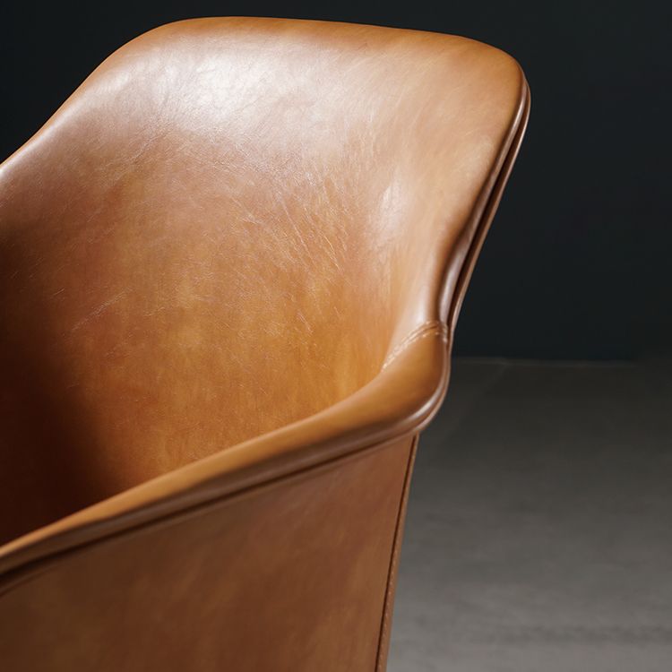 Scandinavian Dining Arm Chair Solid Back Side Chair with 4 Metal Legs for Home Use Clearhalo ' kitchen&dining_furn' 'Dining Chairs' 'Dining Tables & Seating' 'dining_chair' 'Furniture' 'furniture_dining_chair' 'Kitchen & Dining Furniture' 'kitchen' 1200x1200_ad171ea3-700b-43e8-8ecf-f30aecef4f6f