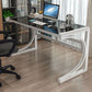Zeitgenössischer Büro Schreibtisch Glas Antiquitäten Finish Computertisch mit Metallbeinen