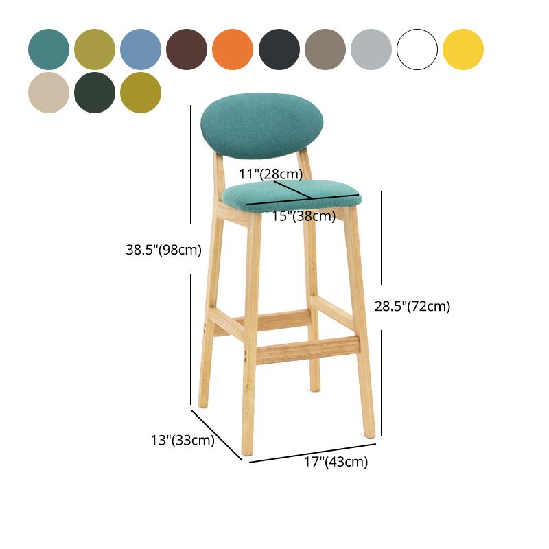 Milk Tea Shop Scandinavian Leather Stool Matte Finish Rubberwood Footrest Barstool Clearhalo 'Bar Furniture' 'Bar Stools' 'bar_stools' 'furn' 'furn_bar_stools' 'Furniture' 'furniture_bar_stools' 'Kitchen & Dining Furniture' 1200x1200_ad1a5e9e-15a6-482f-8e3b-9622919b28e8