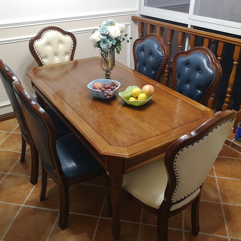 Rustic Style Solid Wood Set of 7 Dinette Table with Upholstered Chair Clearhalo 'Dining Room Sets' 'Dining Tables & Seating' 'dining_room_set' 'furn' 'furn_dining_room_set' 'Furniture' 'Kitchen & Dining Furniture' 1200x1200_ad1a90a7-5e97-435c-9313-d696167bd453