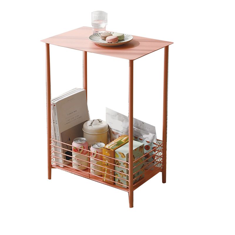 23.62" Tall Rectangular Side Accent Table Metal 4 Legs End Table