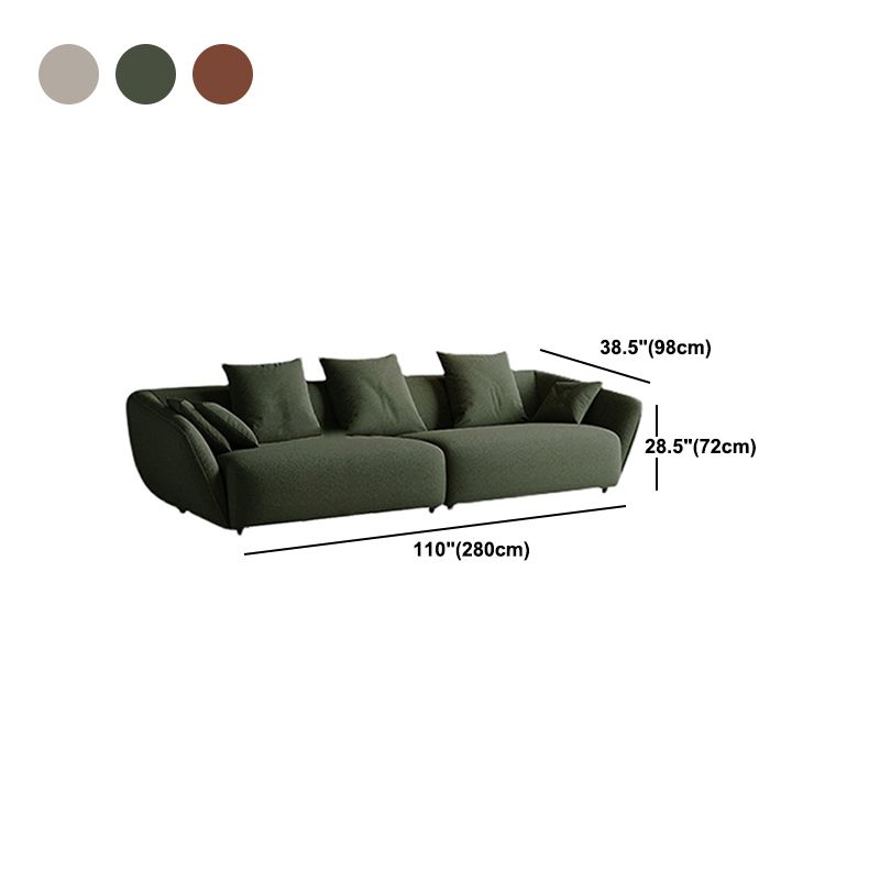 Contemporary Wool Sofa 28.35-In H Sloped Arm Seating with Pillows