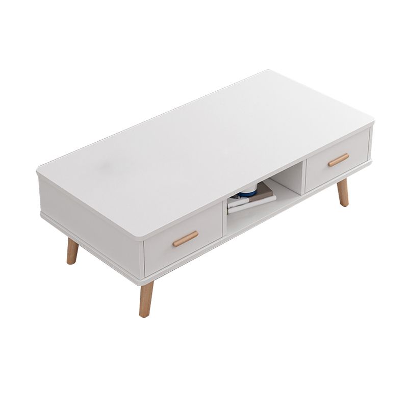 Rectangular with 2 Drawers Coffee Table Scandinavian Wood Cocktail Table Clearhalo 'Coffee & Accent Tables' 'Coffee Tables' 'coffee_tables' 'furn' 'furn_coffee_tables' 'Furniture' 'Living Room Furniture' 1200x1200_ad1c5b63-846c-4d5a-a0df-ffa8800f092a