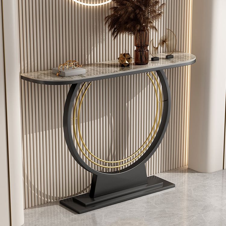11" Wide Stone Console Table Contemporary Half Moon Sofa Table