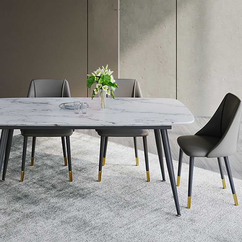 Glam Upholstered Dining Side Chair Faux Leather and Metal Dining Chair Clearhalo 'Dining Chairs' 'Dining Tables & Seating' 'dining_chair' 'furn' 'furn_dining_chair' 'Furniture' 'Kitchen & Dining Furniture' 1200x1200_ad1edc92-4180-43c6-8afe-7023960417dc