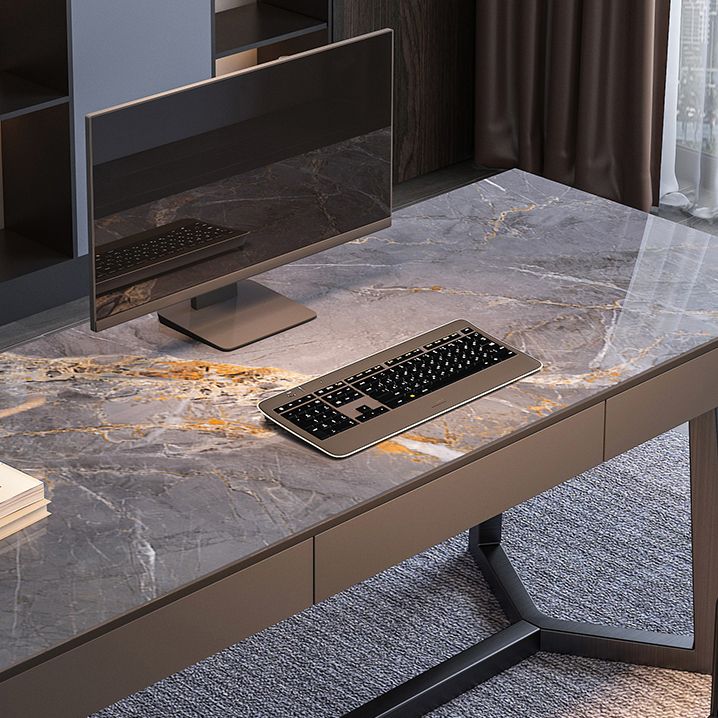 Bureau d'écriture en bois massif moderne 3 dessins de bureau rectangulaire de dessin