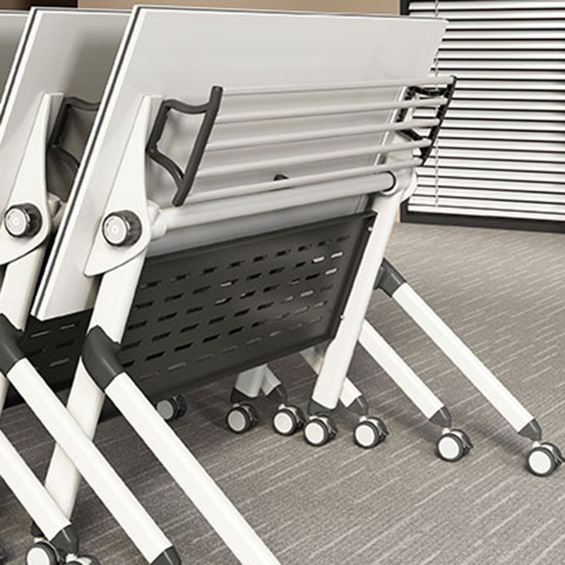 Modern Rectangular Shape Office Desk Wooden Task Desk with Wheels in White Clearhalo 'furn' 'furn_office_desk' 'Furniture' 'Office Desks' 'Office Furniture' 'office_desk' 1200x1200_ad1fab7d-3338-48c6-91c4-1de9dad428a5